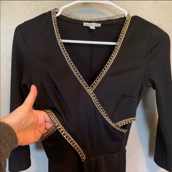 CHARLOTTE RUSSE Bodycon Black Gold Chain Side Cut Out Dress Size Small - Picture 8 of 8